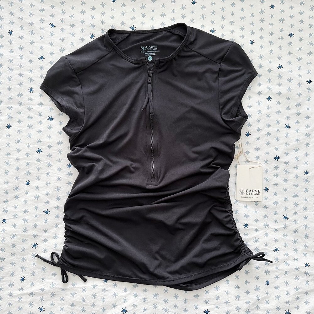 Carve Designs Dawson Rashguard Swim Top in Black